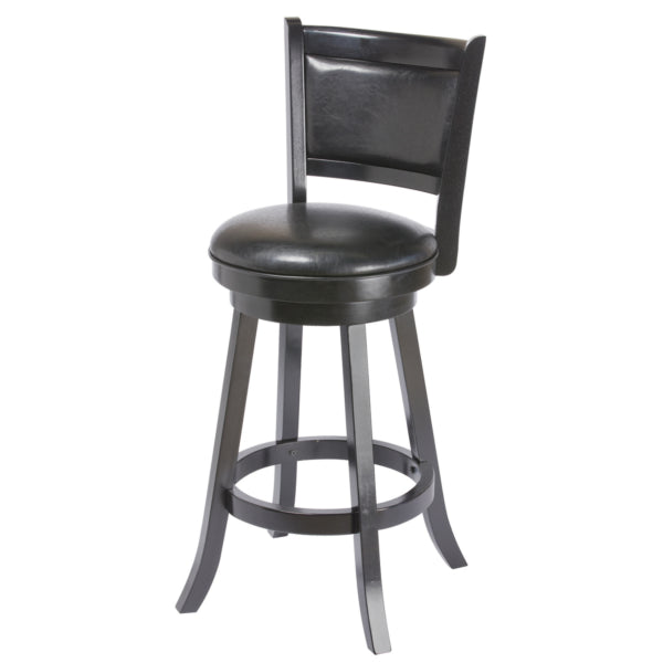 BACKED BARSTOOL - VINYL UPHOLSTERY & RICH WOOD FRAME