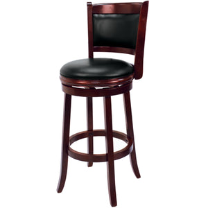 BACKED BARSTOOL - VINYL UPHOLSTERY & RICH WOOD FRAME