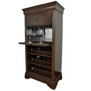 BAR CABINET W/ WINE RACK - DRAWER & PULL-OUT TRAY