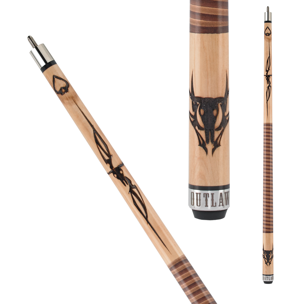 Outlaw Original OL42 Cow Skull Two Toned Wrap Cue