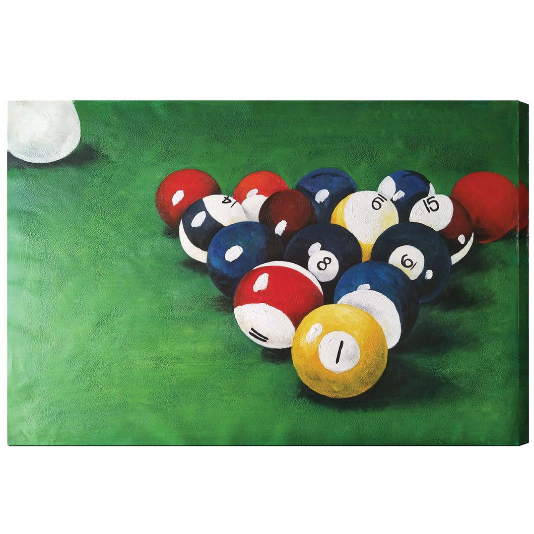 OIL PAINTING ON CANVAS - RACKED BILLIARD BALLS