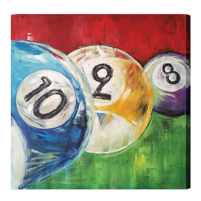 OIL PAINTING ON CANVAS - 2, 8, & 10 BALLS IN A ROW