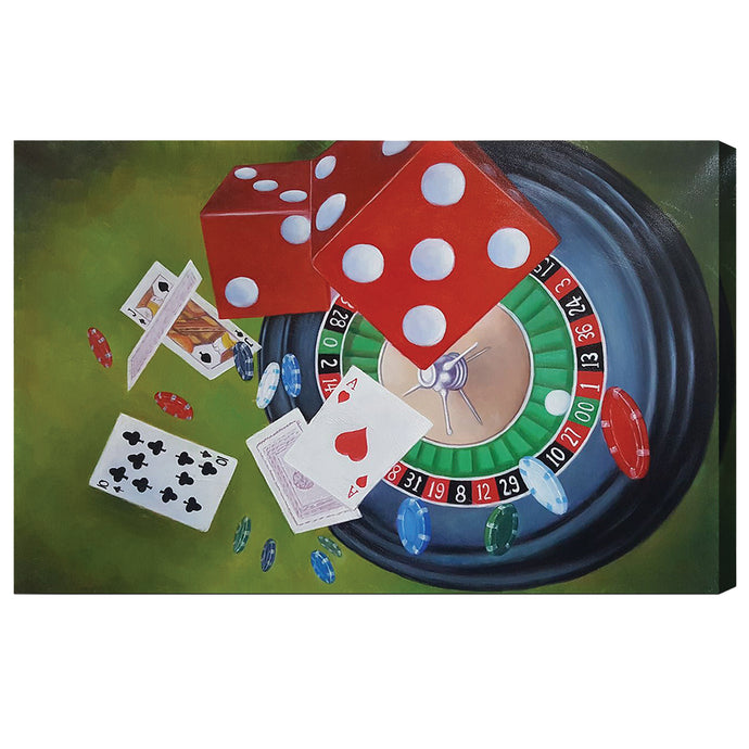 OIL PAINTING ON CANVAS - ROULETTE & DICE