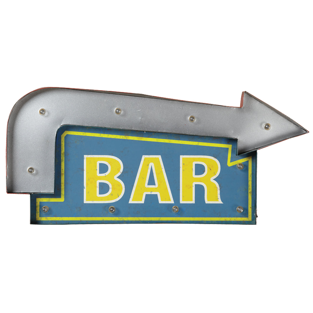 METAL SIGN-BAR ARROW (BLUE/YELLOW)