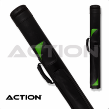 Load image into Gallery viewer, Action ACZ22 2x2 Hard Cue Case SKU: ACZ22 Size : 2 butts and 2 shafts Type : Hard Shape : Oval Material : Vinyl Color / Design Description : Multiple colors available Top Closure : Zipper Number of Pockets : 2 Longest Pocket Length : 15&quot; Total Length : 34.5&quot; Longest Shaft : 31&quot; Top Carrying Handle : None Side Carrying Handle : Yes Shoulder Strap : Backpack Straps