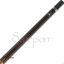 Load image into Gallery viewer, Scorpion JAR01 Series Cue SKU: JAR01 Tip : 12mm, Aculeus layered tip with carbon fiber pad Ferrule : 10mm XTC ferrule Shaft : 29&quot; Hard rock Maple with TPS(Telson Performance System) Pin : Inox quick release joint Collar : Stainless steel with black collar Forearm : Chocolate stained maple with Zebrawood diamonds extended into the wrap Wrap : None - Birdseye maple Butt Sleeve : Chocolate stained maple with Zebrawood diamonds extended into the wrap