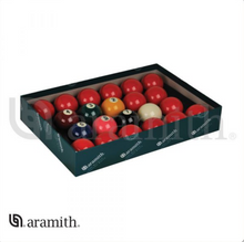 Load image into Gallery viewer, Aramith BBANS2.125 Premier 2 1/8&quot; Numbered Snooker Set SKU: BBANS2.125 BBANS2.125 - Aramith Premier 2 1/8&quot; Numbered Snooker Ball Set  Numbered Aramith snooker balls 2.125 inches in diameter Made with Aramith premier phenolic resin Replacement cue balls are available. The model # is CBANS2.125 Replacement balls are available. They are model # RBANS2.125
