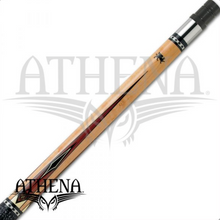 Load image into Gallery viewer, Griffin GR11 Pool Cue SKU: GR11 Ferrule: 1&quot; Fiber linen ferrule Shaft: 29&quot; AAA grade Canadian hard rock maple, 13&quot; pro taper, brass insert Collar: Stainless steel collar with two thin silver rings sandwiching a white and black Acrylite checkered ring Joint: Piloted stainless steel 5/16 18 pin Forearm: Hard rock maple with brown wood grain, black, white and swirl geometric point overlays with a black composite ring and two thin silver rings sandwiching a white and black Acrylite checkered ring by the wrap